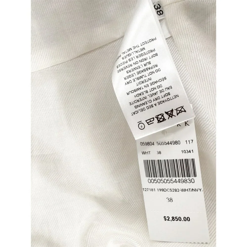 Balmain White Red Navy Silver Lion Button Tweed Blazer Jacket Sz FR 38 US 6 - Picture 6 of 6